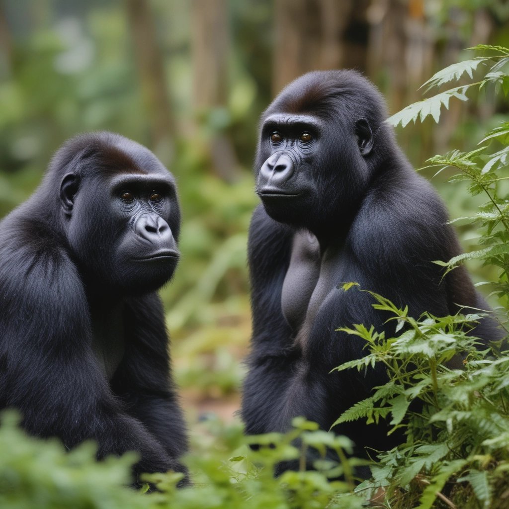 Mountain gorillas in africa