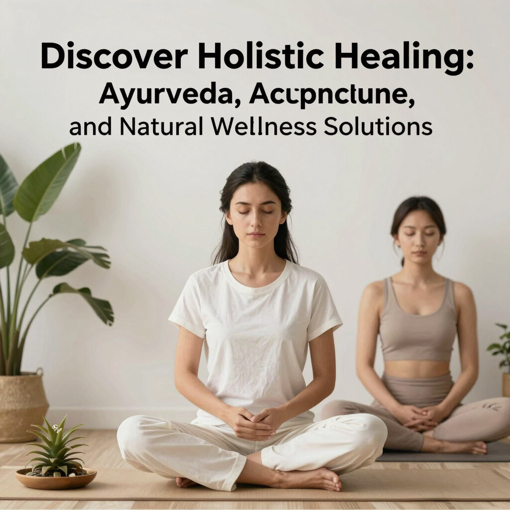 A person sits cross-legged on a wooden floor, surrounded by several singing bowls and a mallet. The person is dressed in brown leggings and a sleeveless top. The scene is bathed in dappled natural light, creating a serene and meditative atmosphere.