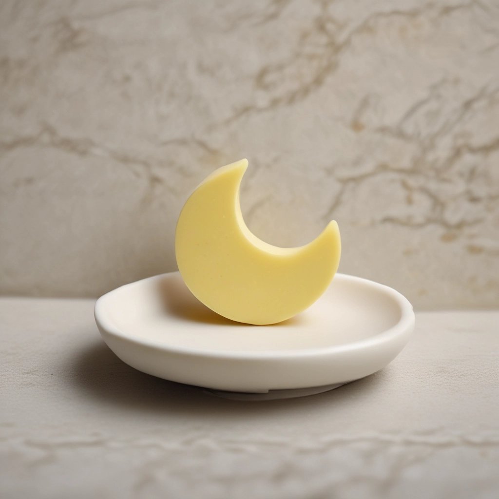 Two handcrafted soap bars are placed on a light, textured surface. Each bar has a round label with the words 'Eden Crafted' and a minimalist botanical illustration. The soaps appear to have natural, earthy tones and textures.