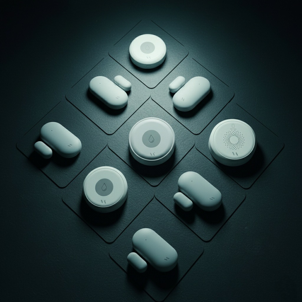 VAutomate smart sensors placed flat. showing the rich sensor collection