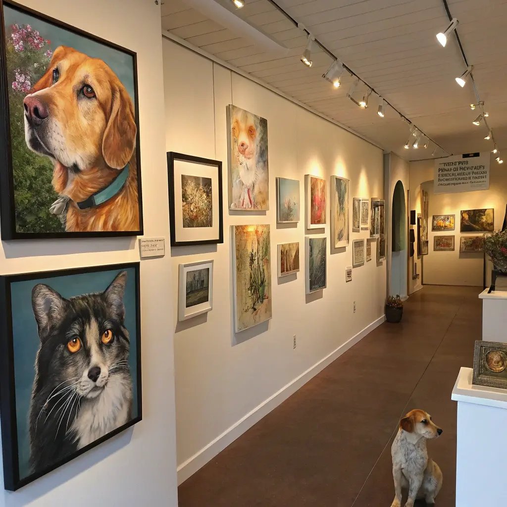 a gallery with dogs and cats