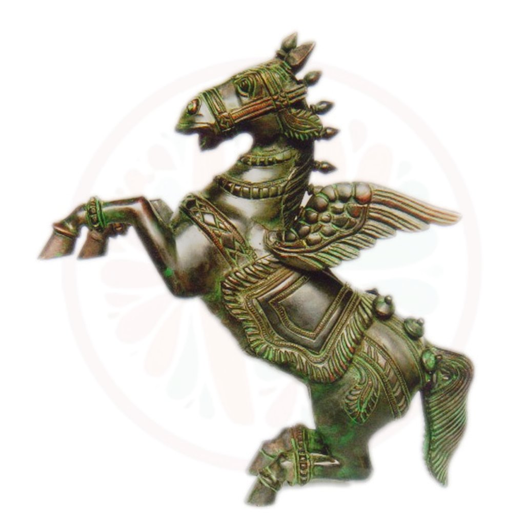 a statue of a horse with a horse headdress