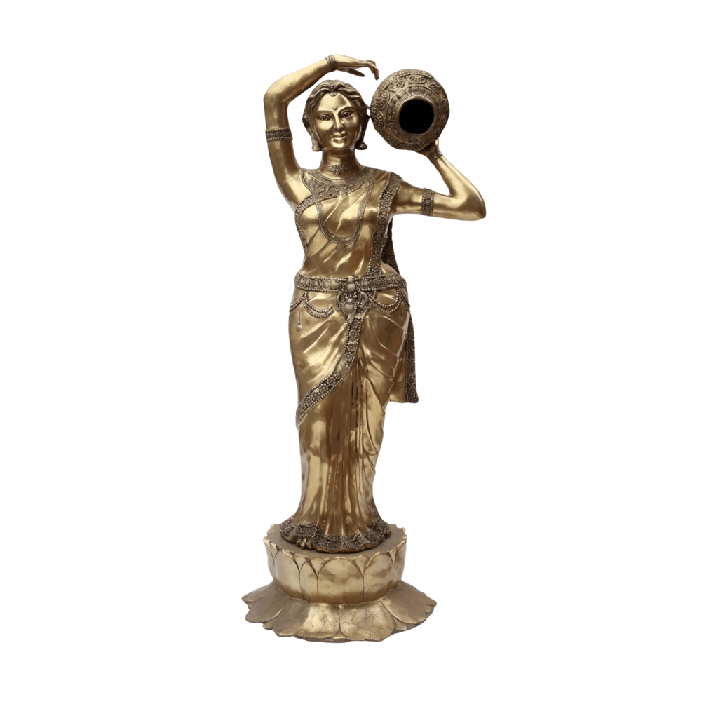 a statue of a woman holding a vase with a vase in it