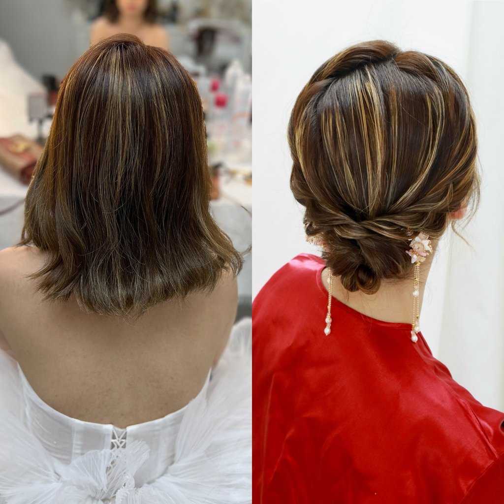 香港婚禮新娘化妝師妝前妝後對比