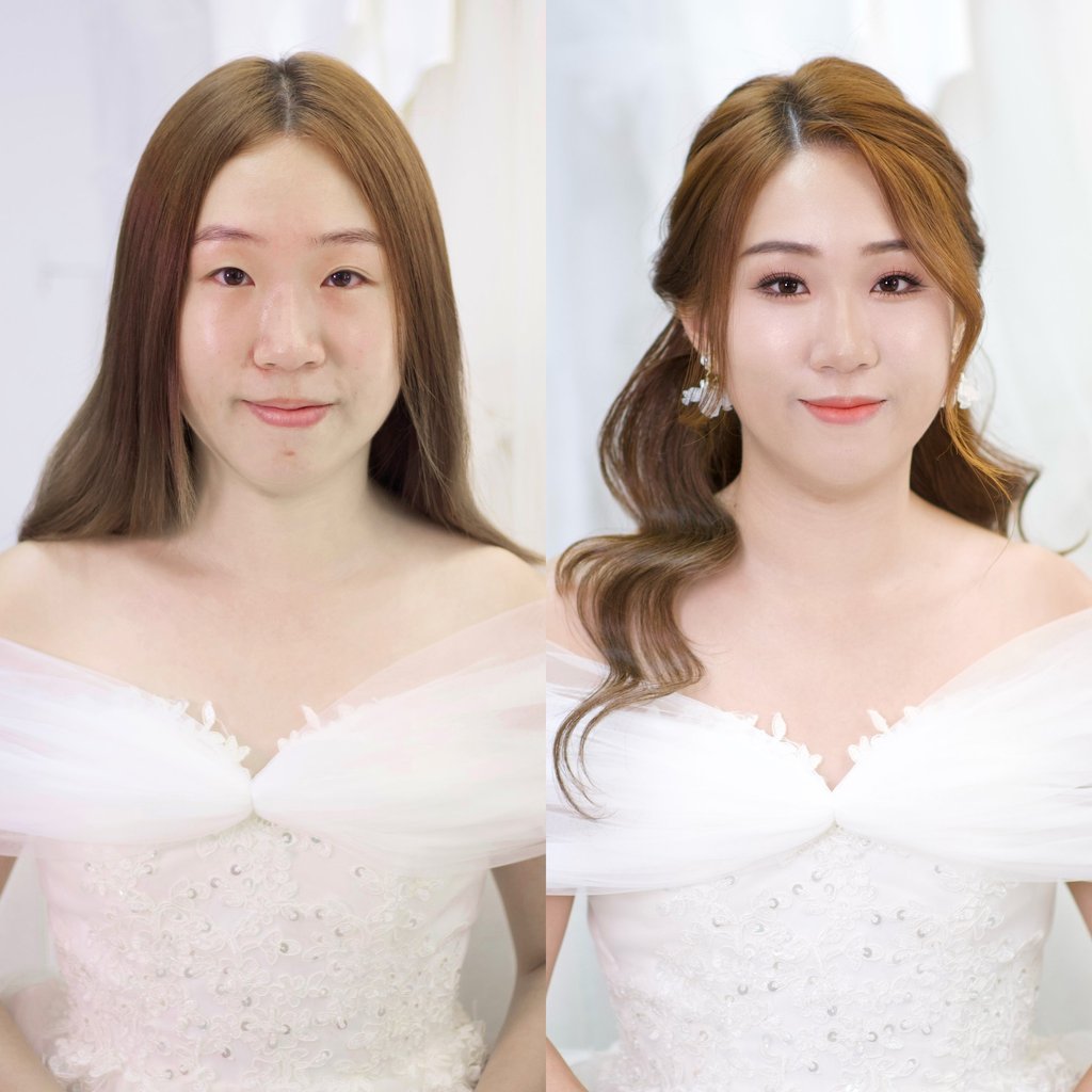 香港婚禮新娘化妝師妝前妝後對比