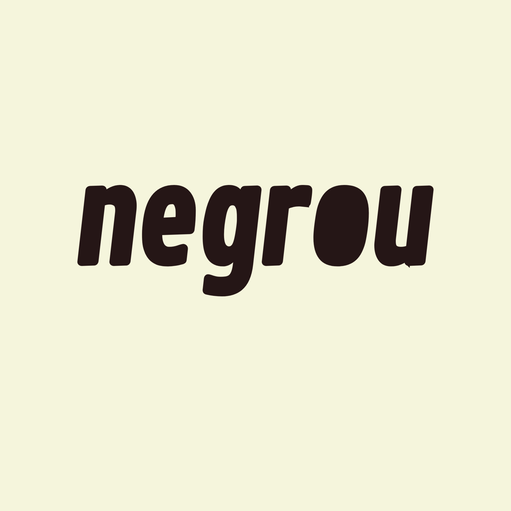 Logotipo. Negrou em letras pretas minúsculas e grossas, com a letra o pintada de preto no centro.