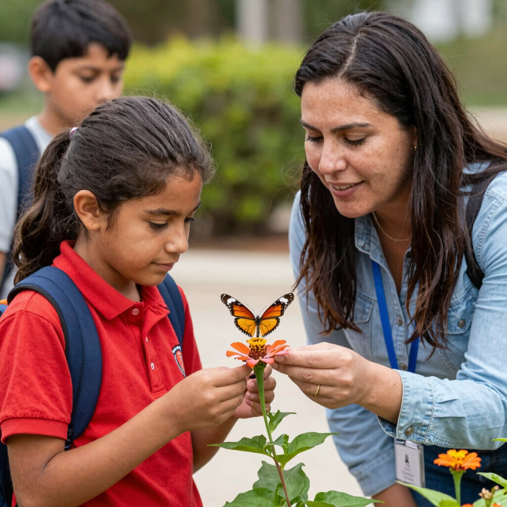 A welcoming classroom scene with students and a teacher engaged in a lively discussion.