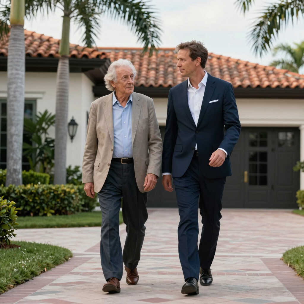 A companion assisting a senior into a car for a doctor’s appointment on a sunny day.