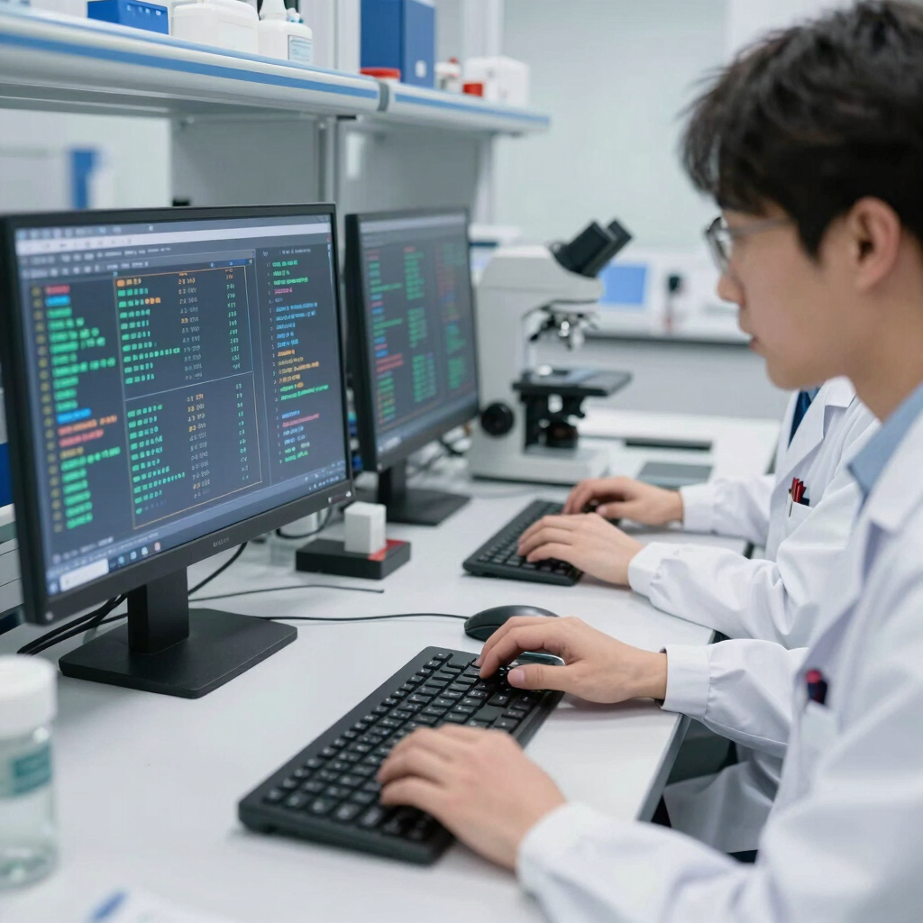 Researchers collaborating over data charts in a modern lab focused on public safety innovations.