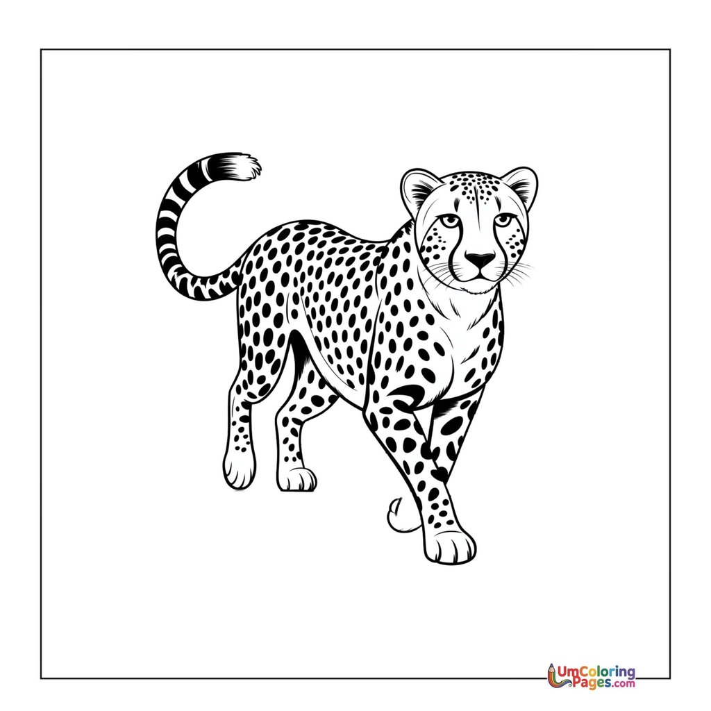 Cheetah coloring page spotted big cat printable for kids