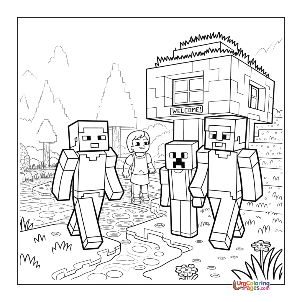 block style minecraft coloring sheet