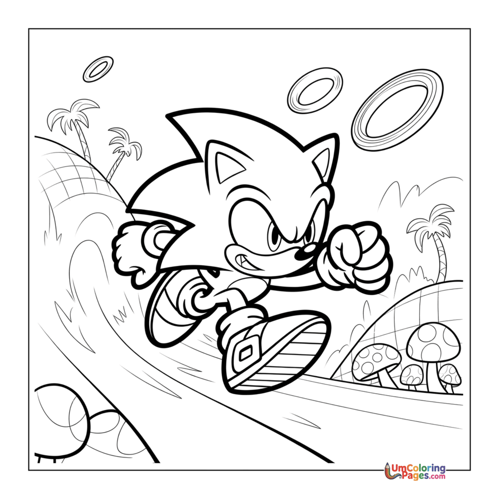 fast sonic cartoon coloring sheet