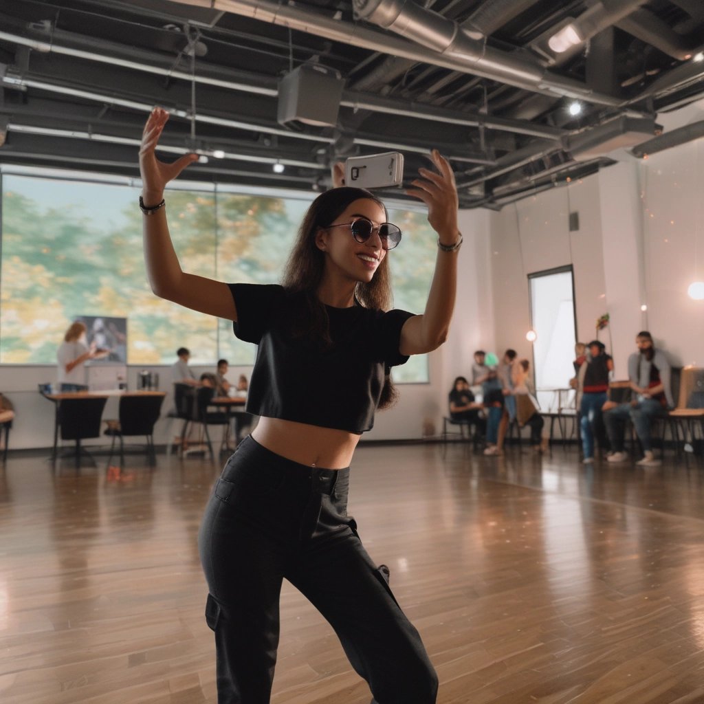 menina dancando like studios filmando