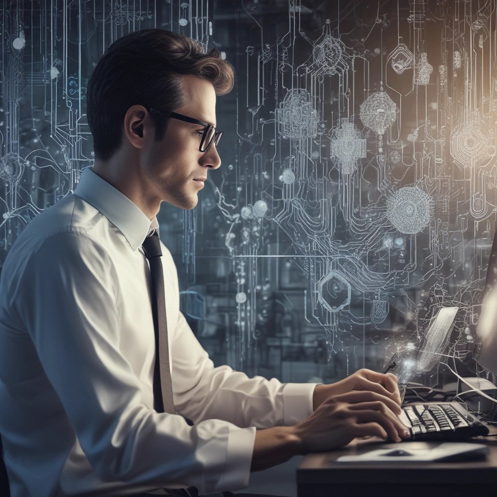 Close-up of a digital interface showing automated workflows with glowing cyan and lime accents.