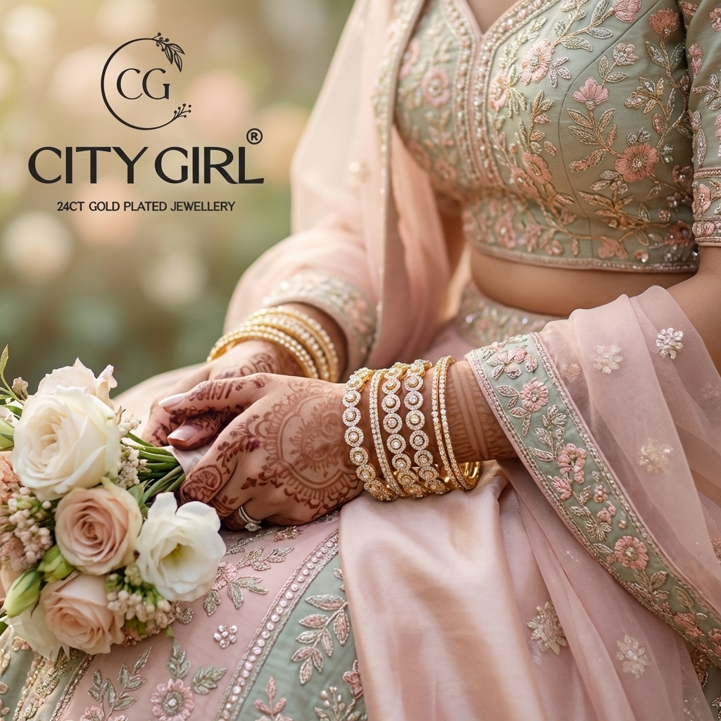 Guaranteed gold plated bridal bangle set — traditional Indian wedding jewellery