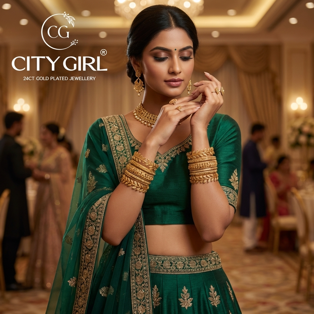 Guaranteed gold plated bridal bangle set — traditional Indian wedding jewellery