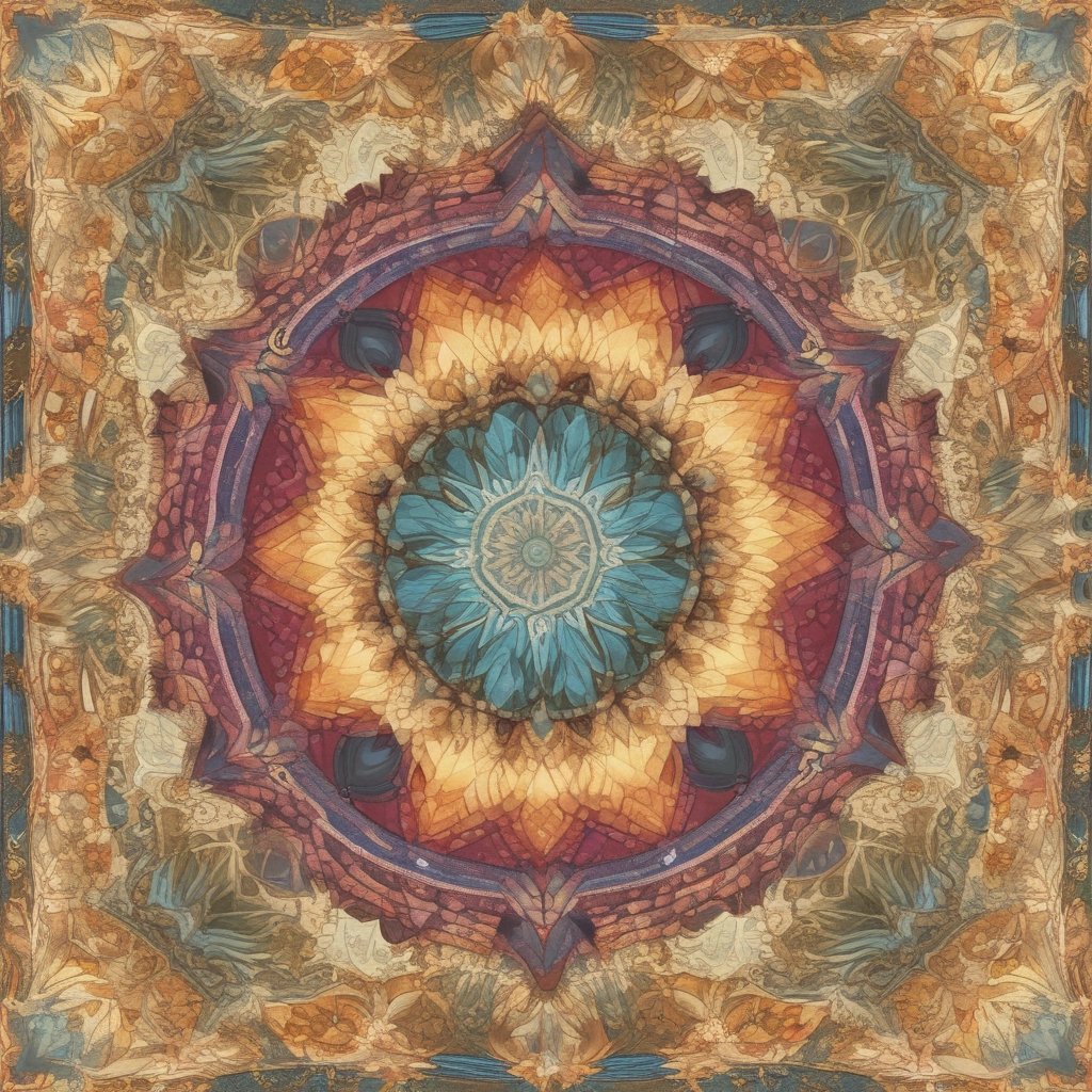 Pintura abstrata e colorida de uma flor em estilo → Caleidoscópio Anual .com.br.