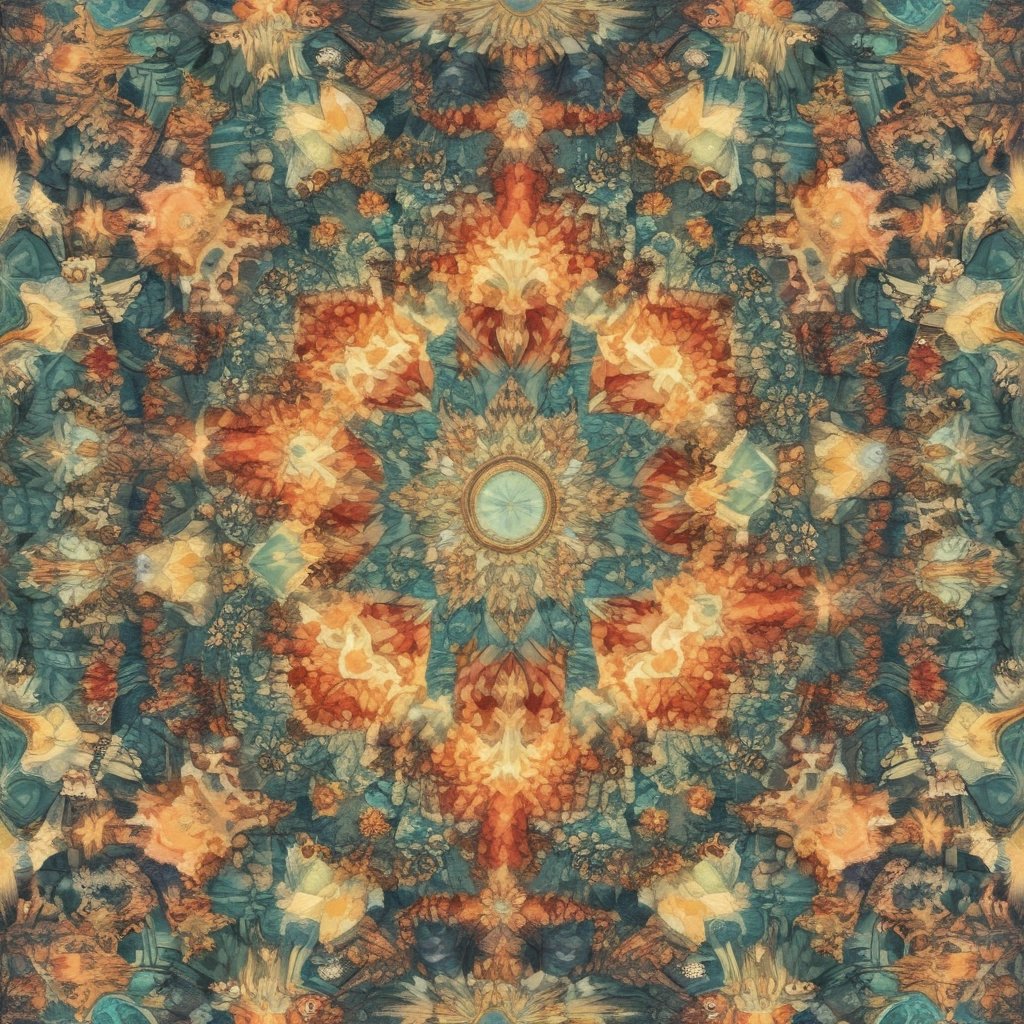 Pintura abstrata e colorida de uma flor em estilo → Caleidoscópio Anual .com.br.