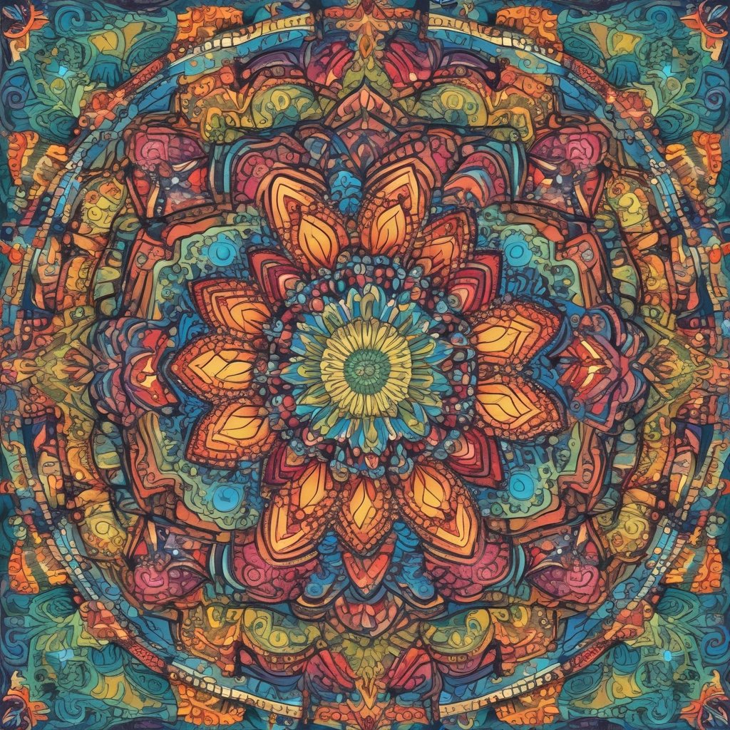 Pintura abstrata e colorida de uma flor em estilo → Caleidoscópio Anual .com.br.