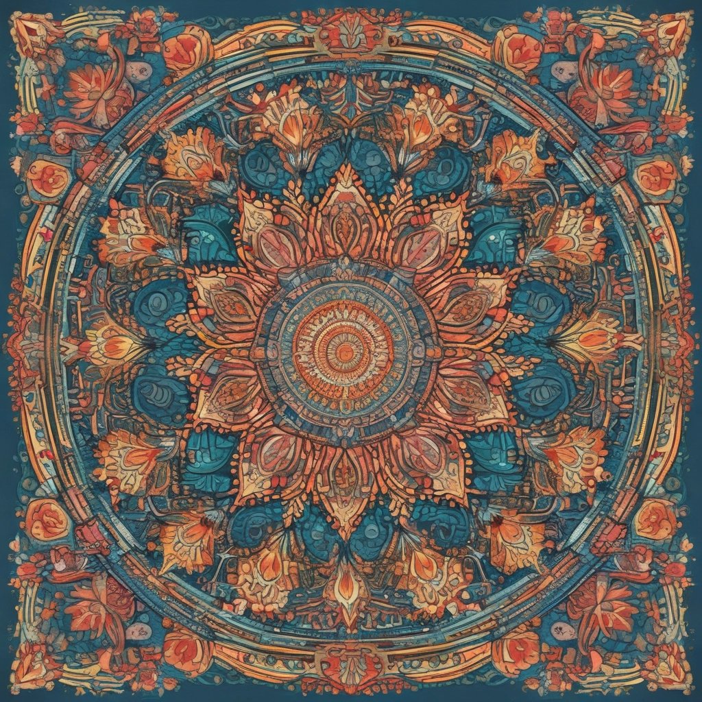 Pintura abstrata e colorida de uma flor em estilo → Caleidoscópio Anual .com.br.