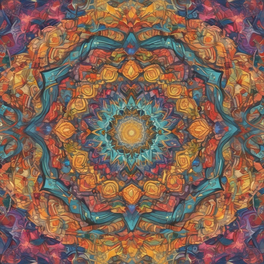 Pintura abstrata e colorida de uma flor em estilo → Caleidoscópio Anual .com.br.