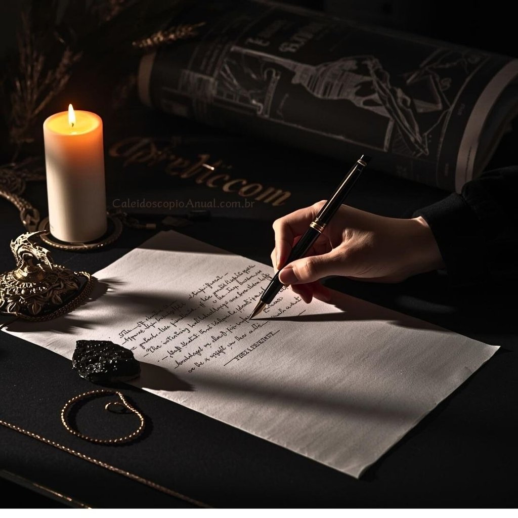 Ritual Lua Nova Capricórnio: papel caneta vela ônix intenções decreto carreira legado manifestação