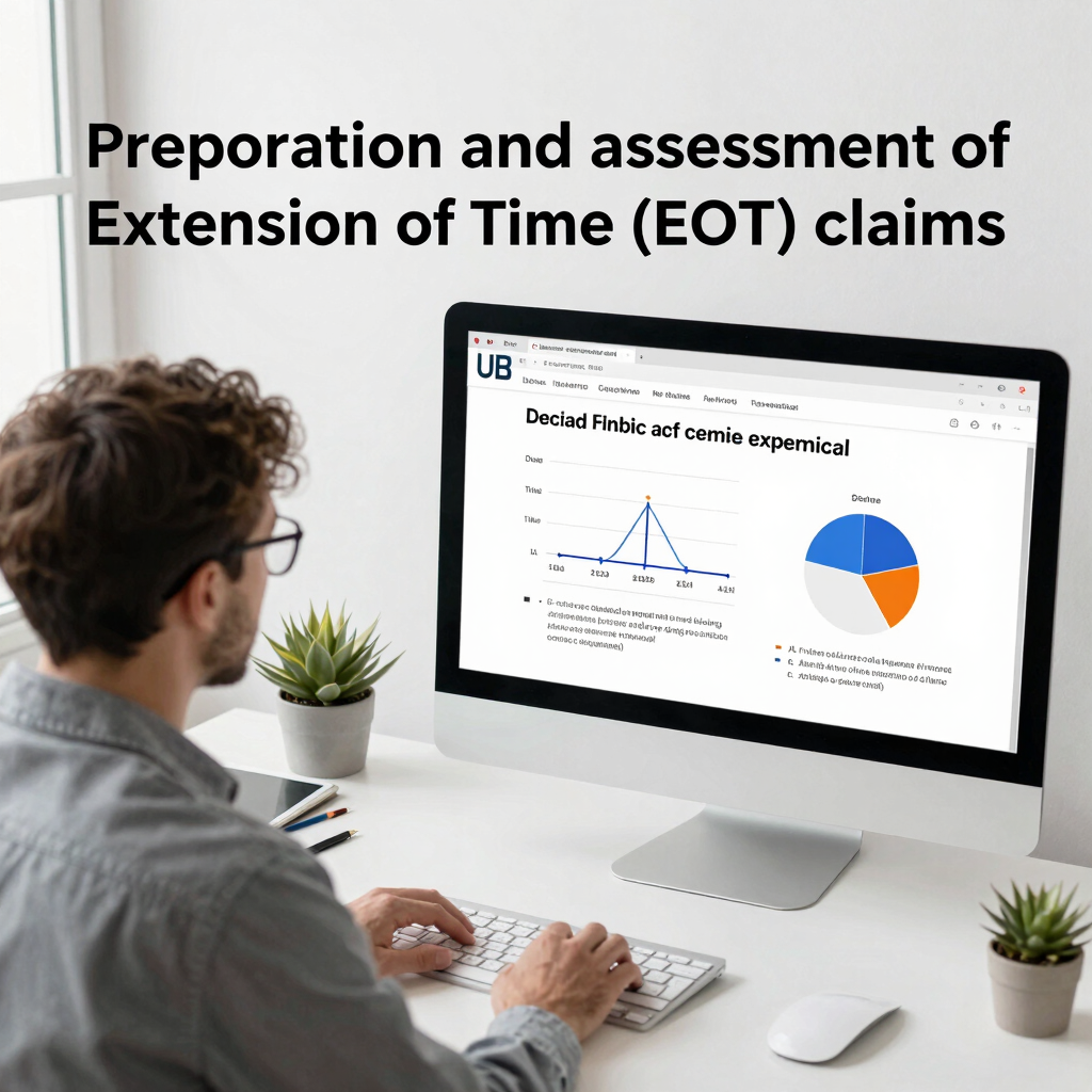 A project manager reviewing a detailed construction schedule on a large screen.