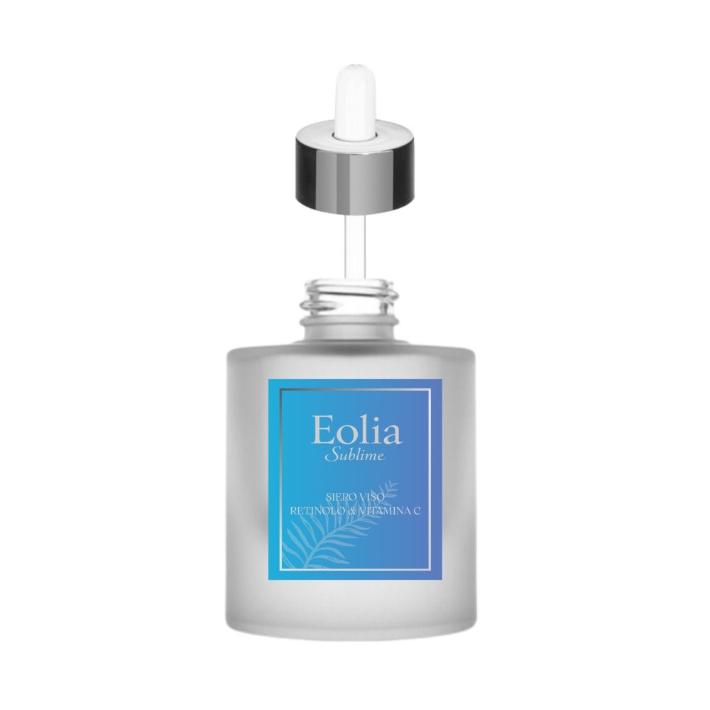 Eolia Sublime anti-aging face serum with retinol and vitamin C in a frosted glass dropper bottle.