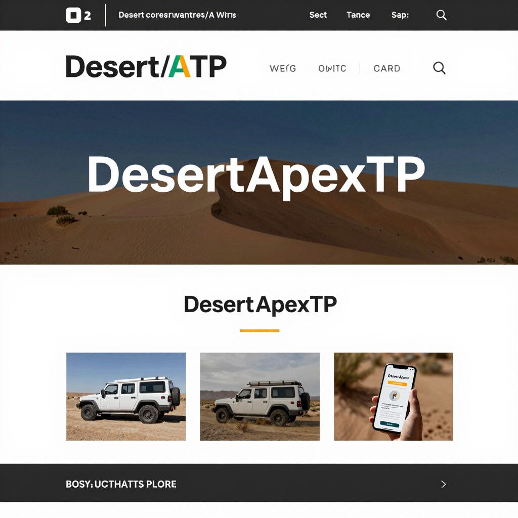 A sleek laptop displaying a modern website design with desert-themed colors.