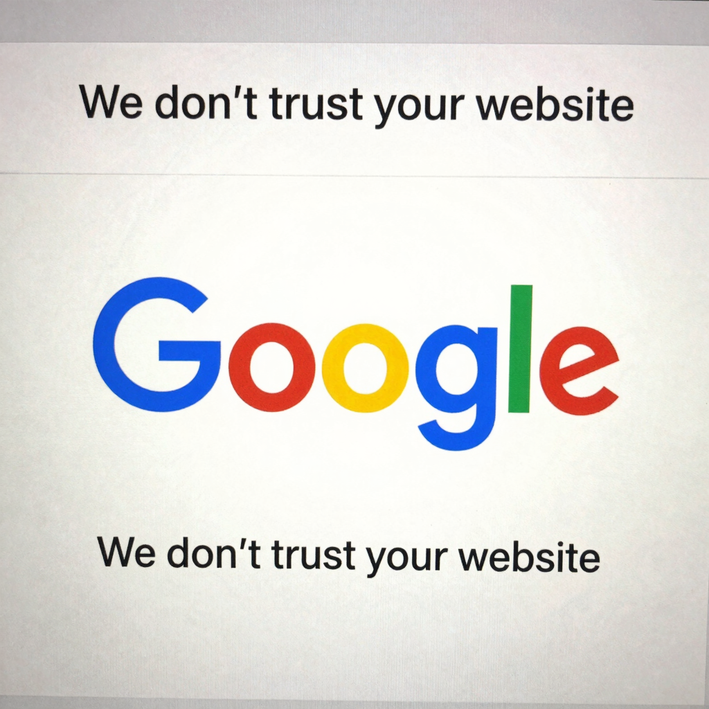 I want the immage to show the google logo and googe saying we dont trust your website 