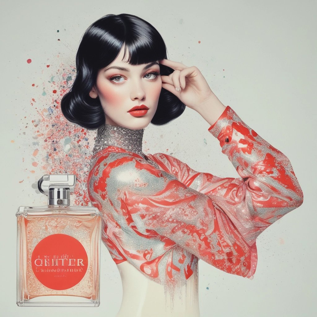 A cozy workspace with perfume bottles and handwritten notes on a wooden table.