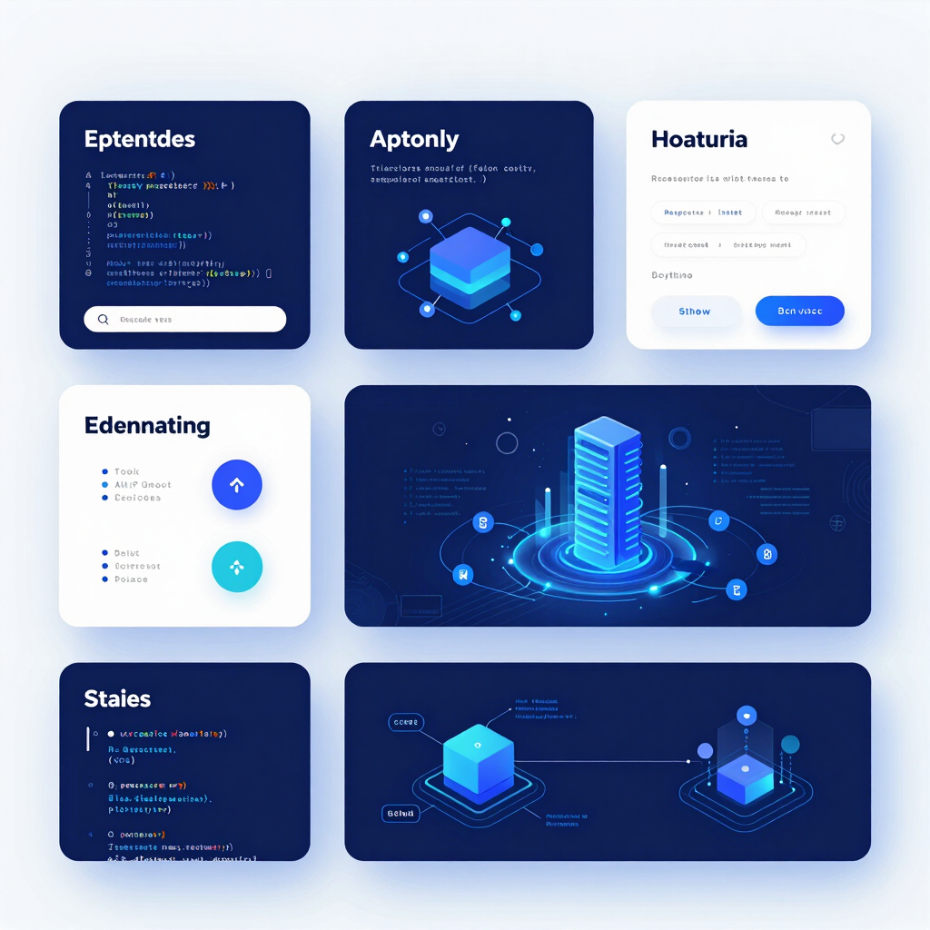 Screenshot of a sleek, modern website designed for a tech startup with clean lines and blue gradients.