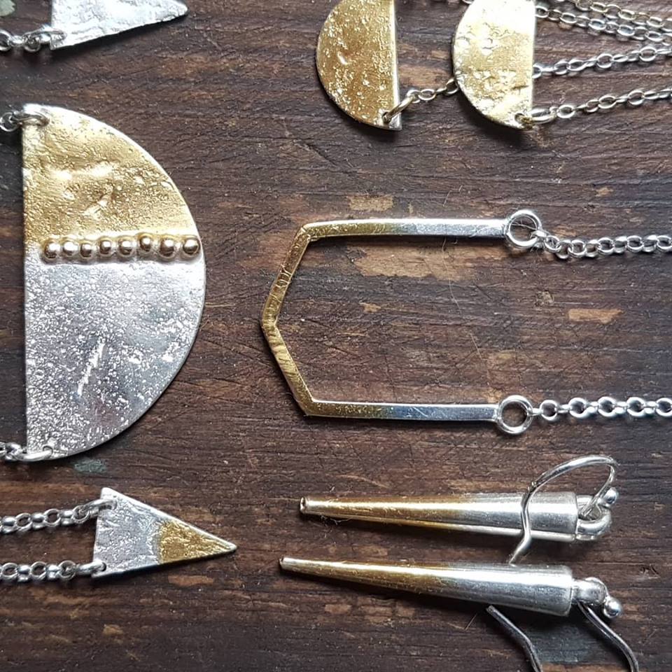 Silver and gold Lagoon pendants