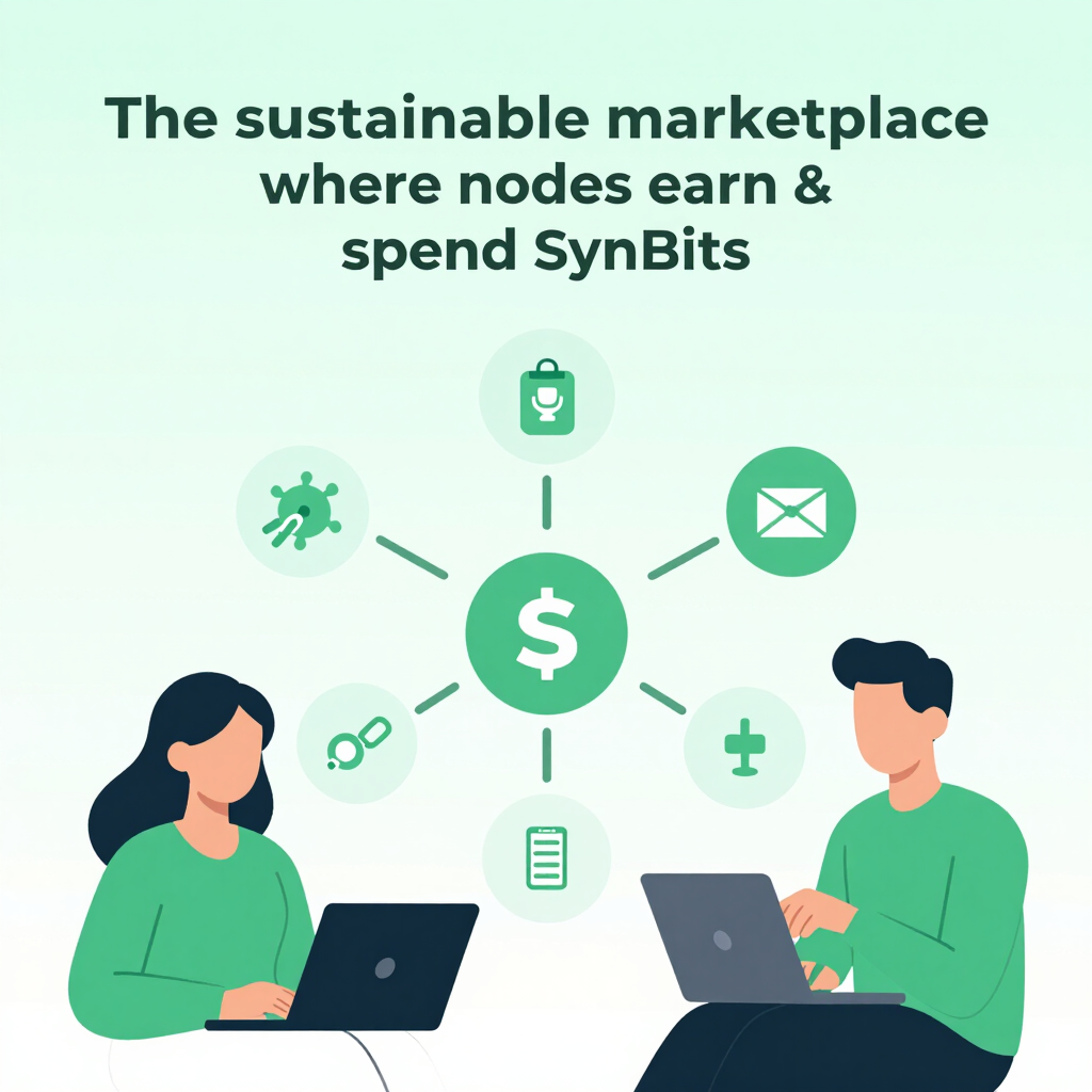 The sustainable marketplace where nodes earn and spend SynBits.