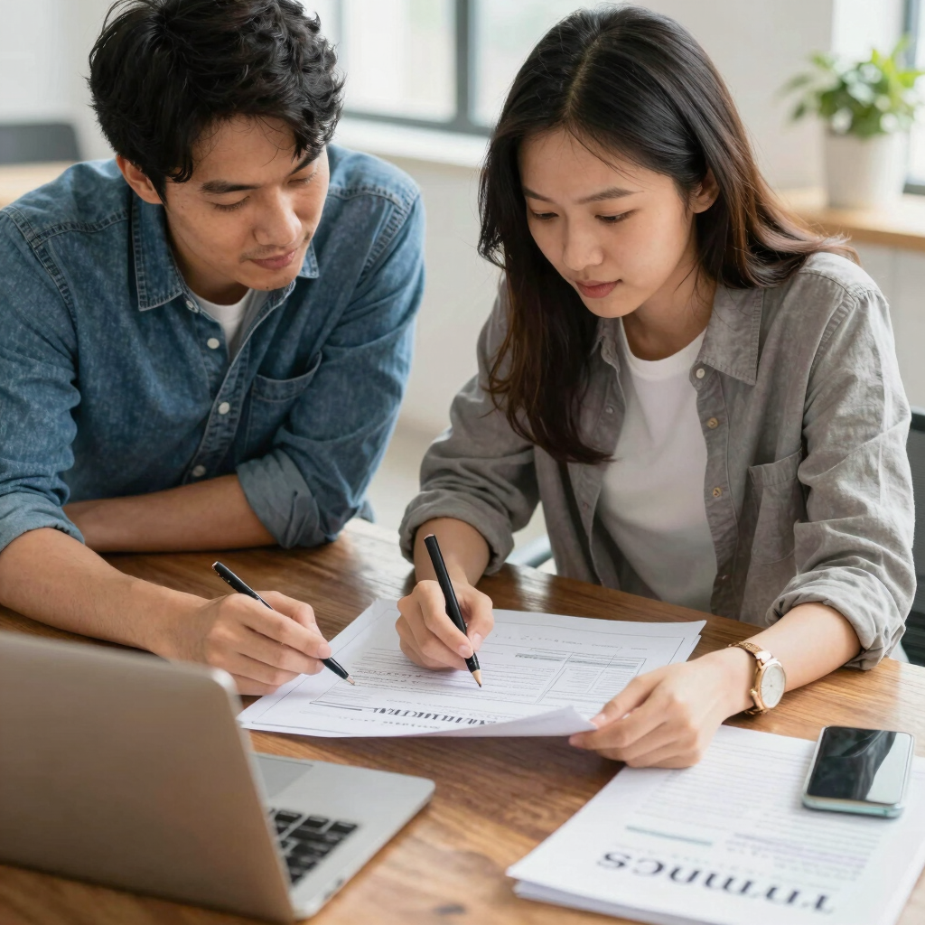 A focused consultant reviewing a business plan with a veteran entrepreneur in a bright office.