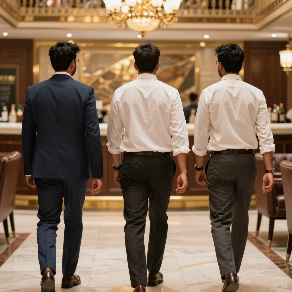 A sleek portable bar set up outdoors with bartenders crafting cocktails at a wedding reception.