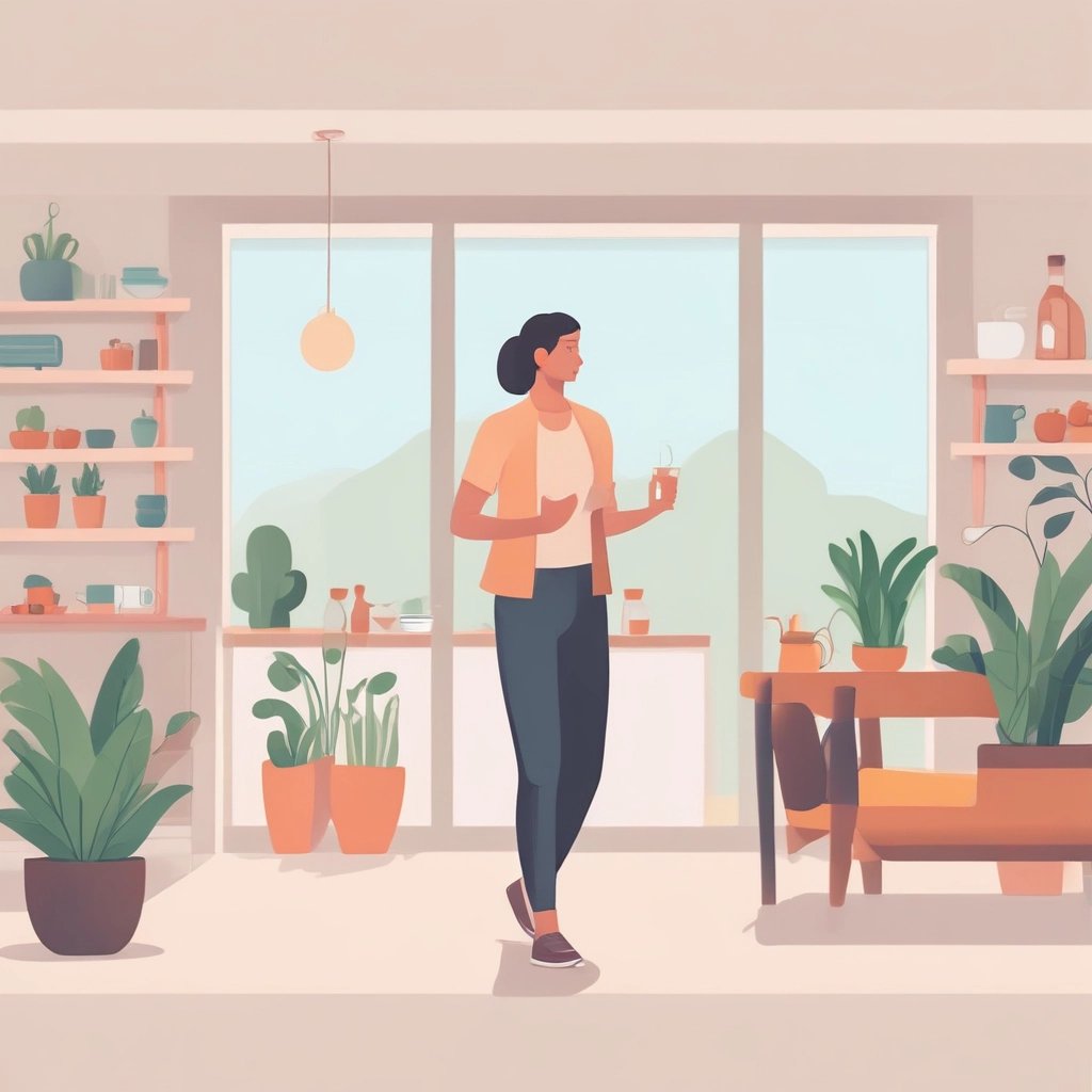 a woman in black and orange is doing a yoga pose