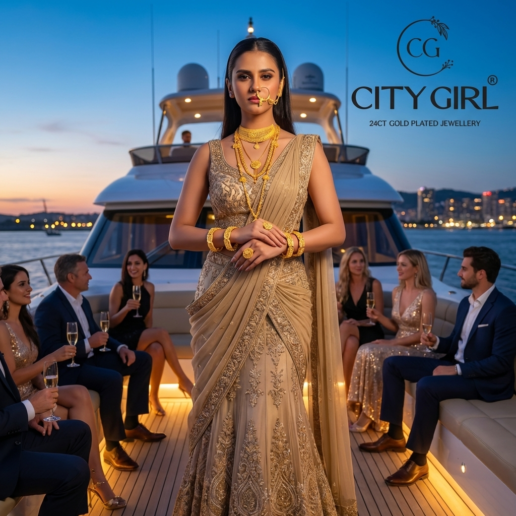 City Girl Jewellery 18K gold-plated bridal bangle set— luxury bridal jewellery  City Girl Jewellery
