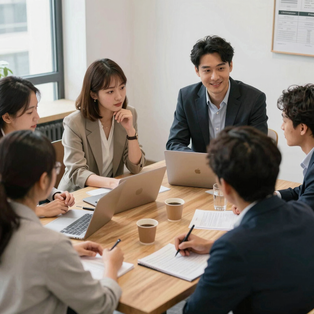 A welcoming group of diverse people chatting online in a cozy virtual space