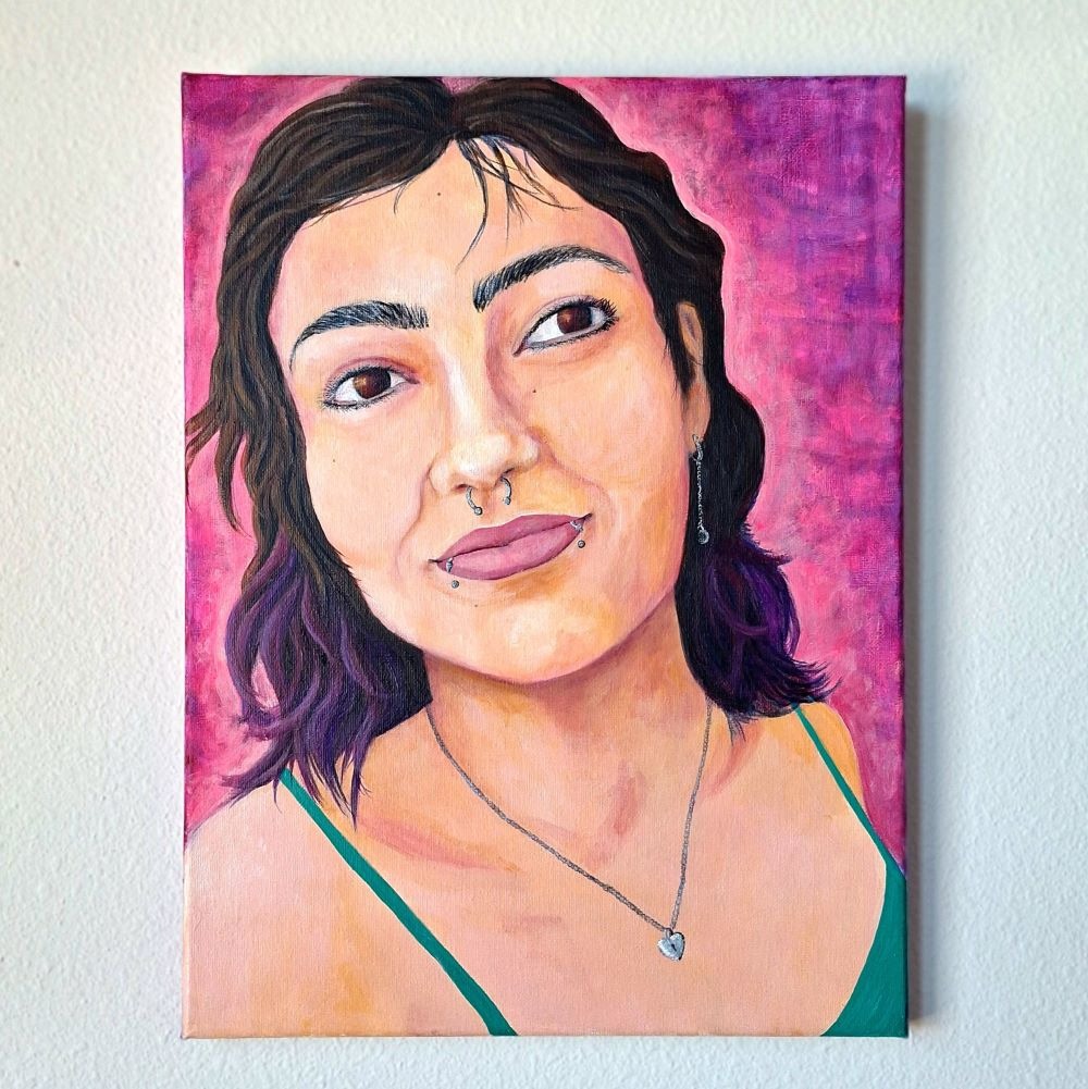 a painting of a woman with a necklace