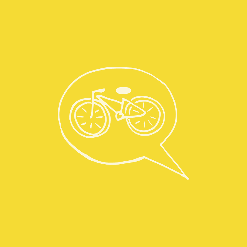 RADiologie Altenburg: Fahrrad-Kurse leiten Kurs-Leiter Sprechblase mit Fahrrad