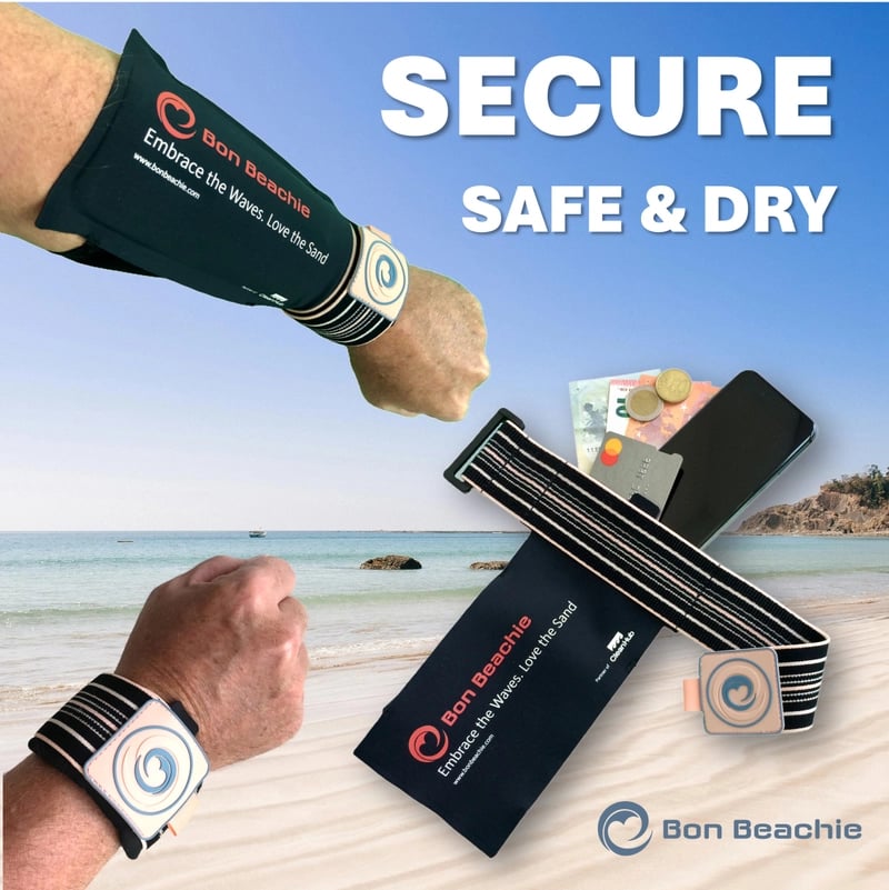 The Watertight Wristband Phone Pouch in use