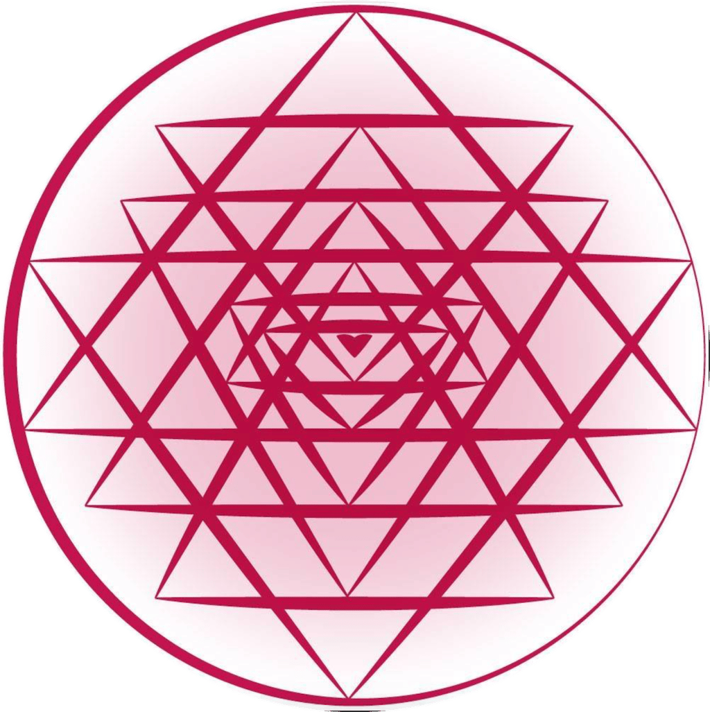 shri yantra, a pink and white circular shaped object with a pink and white background