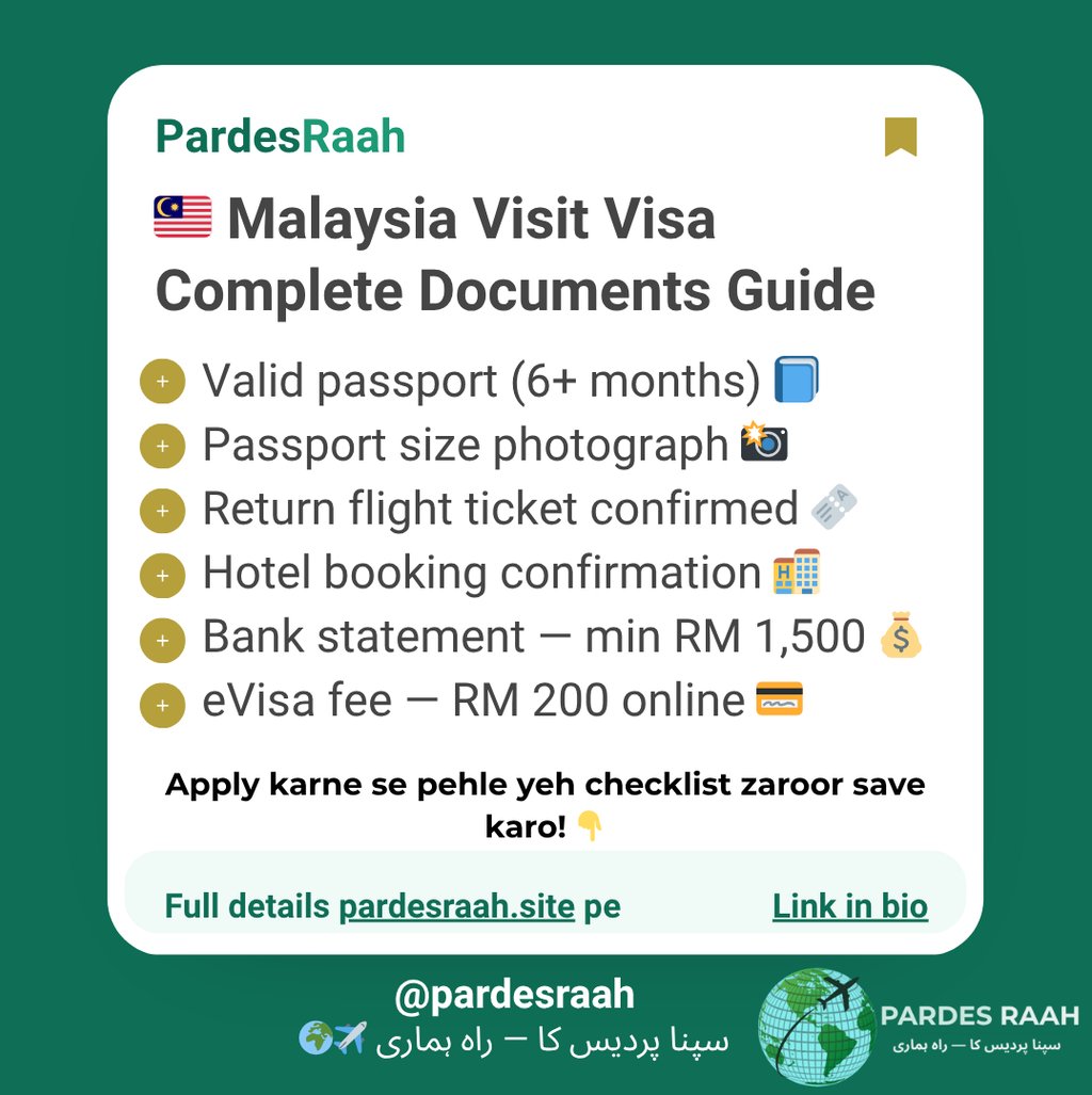 A Malaysia Visit Visa documents guide checklist for travelers including passport, photo, and bank statement requirements.