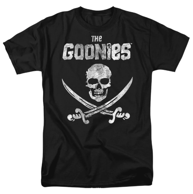 Black Vintage Skull & Crossed Swords Goonies T-Shirt