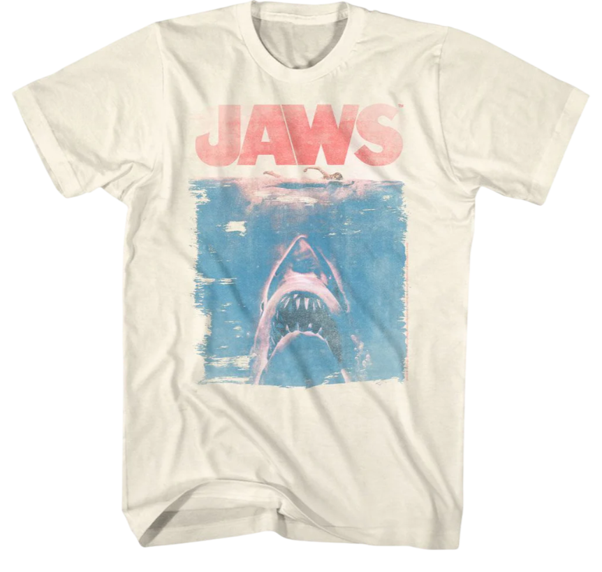 Distressed Movie Poster Jaws T-Shirt from 80stees.com