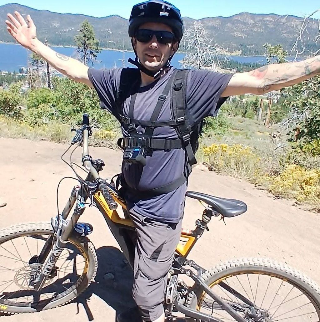mountain biker wearing a moisture wicking t shirt