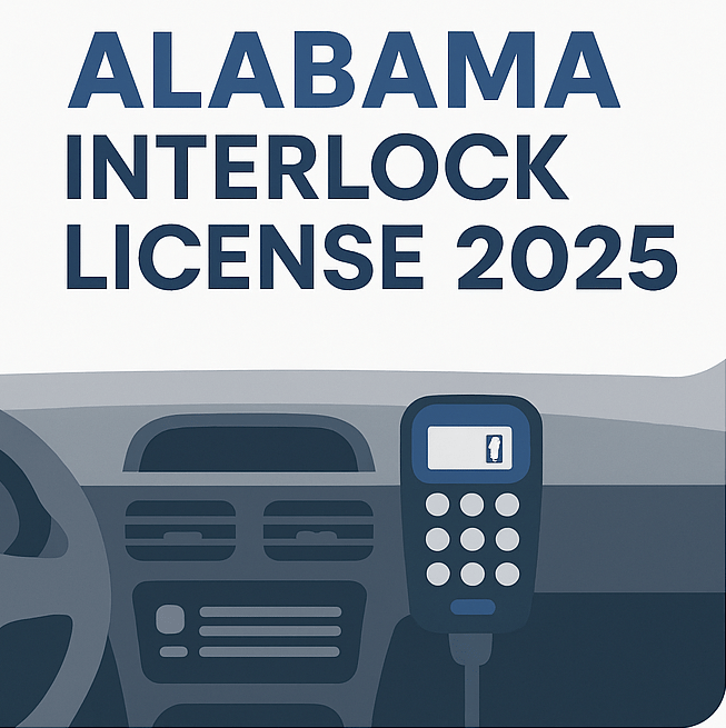 Alabama interlock license 2025 infographic showing step-by-step process for restricted license