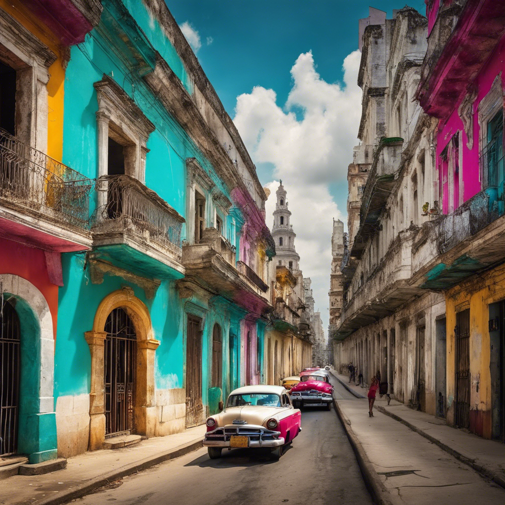 a street scene with a car parked on the side of the road