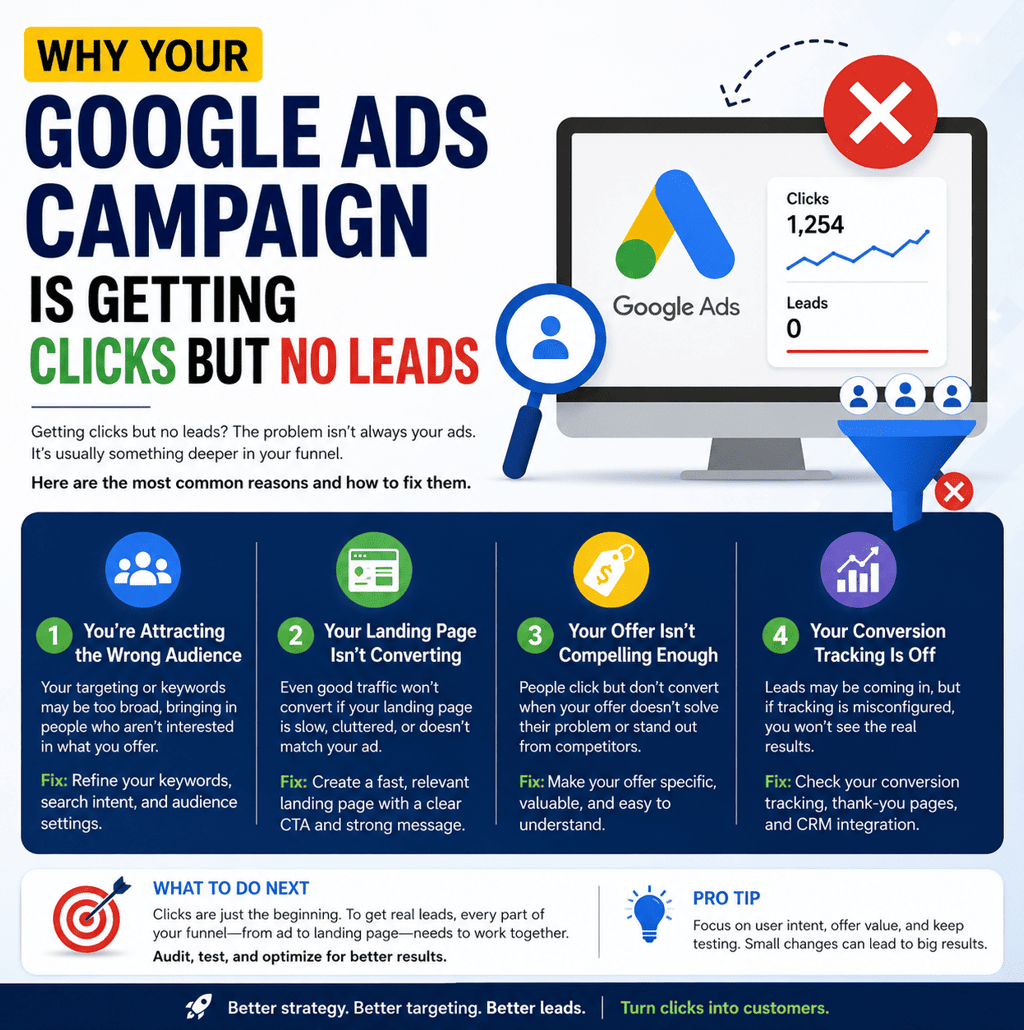 Why Your Google Ads Campaign Is Getting Clicks But No Leads